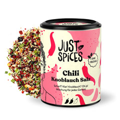 Just Spices Chilli česneková sůl I Gewürzmix, der zu allen Gerichten schmeckt I Gewürzdose, 55 g