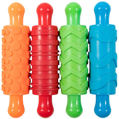 Mal- und Ton-Texturwalzen - 4er-Set - strukturované Knetrollen für Kinder - Vielseitige Muster zum Basteln und Dekorieren