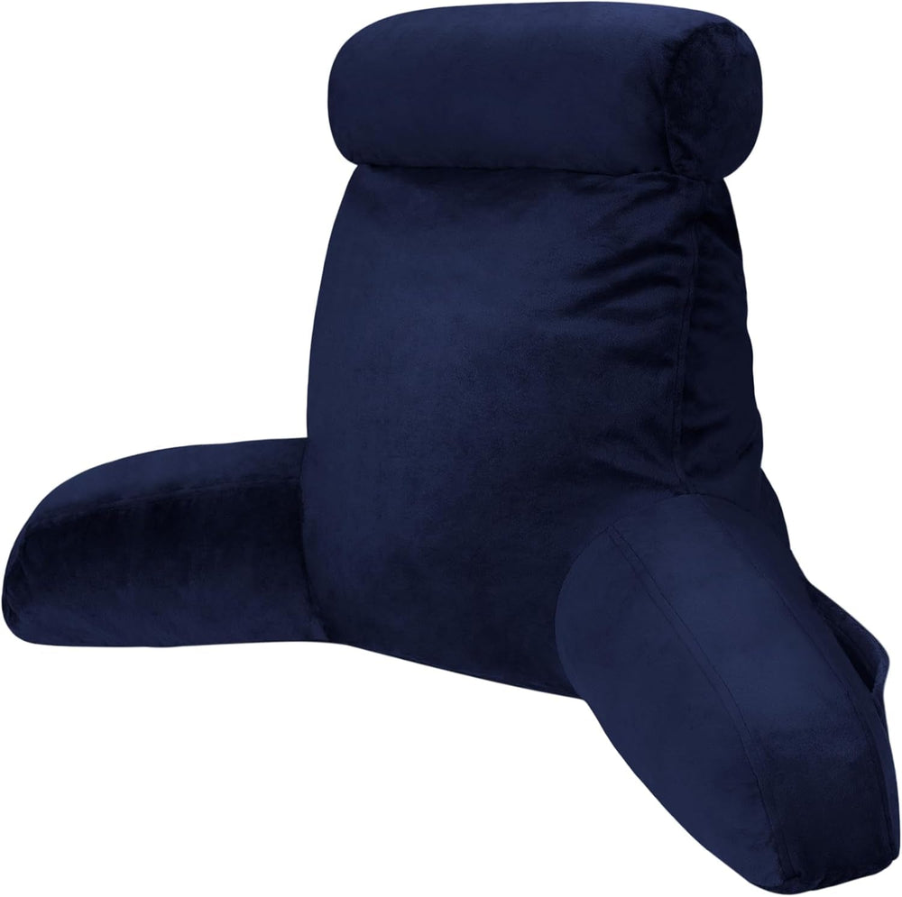 Pernă de citit INFANZIA cu cotiere, spumă cu memorie, suport ergonomic pentru canapea și pat, albastru marin