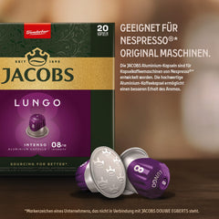 Jacobs Kaffeekapseln Lungo Intenso, Intensität 8/12, 10 x 20 Getränke, Nespresso* kompatible Kaffee Kapseln, 200 Kapseln