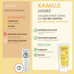 Clearé Institute | Mască cu mușețel | Hrănește, condiționează și descurcă | Strălucire și strălucire aurie | 97% ingrediente naturale | Calmează scalpul | Cu extract de mușețel |150 ml Masca de par Naty Shop