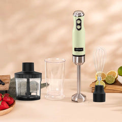 Cecotec Stabmixer Power Retrogreen 1200MAX Cream&Crush, Maximalleistung 1200 W, Crossblades-Technology, 2 rychlosti, Zubehörset Spülmaschinenfest, Spritzschutzhaube Kitchen Naty Shop