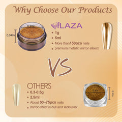 Chrome Nagel Pulver Spiegel Effekt Metallic Staub Holographische Glitter Glasierte Maniküre Dekoration Reflektierendes Pigment Für DIY Gel Polish Nail Art, Harz Handwerk, Geschenke Für Gold