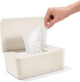 Krabička na vlhčené ubrousky s víkem, krabice na vlhčené ubrousky, zásobník na vlhčené ubrousky pro děti, vodotěsný a uzavřený úložný box, zásobník na vlhčené ubrousky do koupelny, kuchyně, bílá