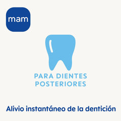 Inel de dentiție MAM, de la 4 luni, ușurare imediată pentru erupția dentară ulterioară, extra ușor și ușor de prins și ținut în mână, cu cutie autosterilizabilă, roz, 1 bucată