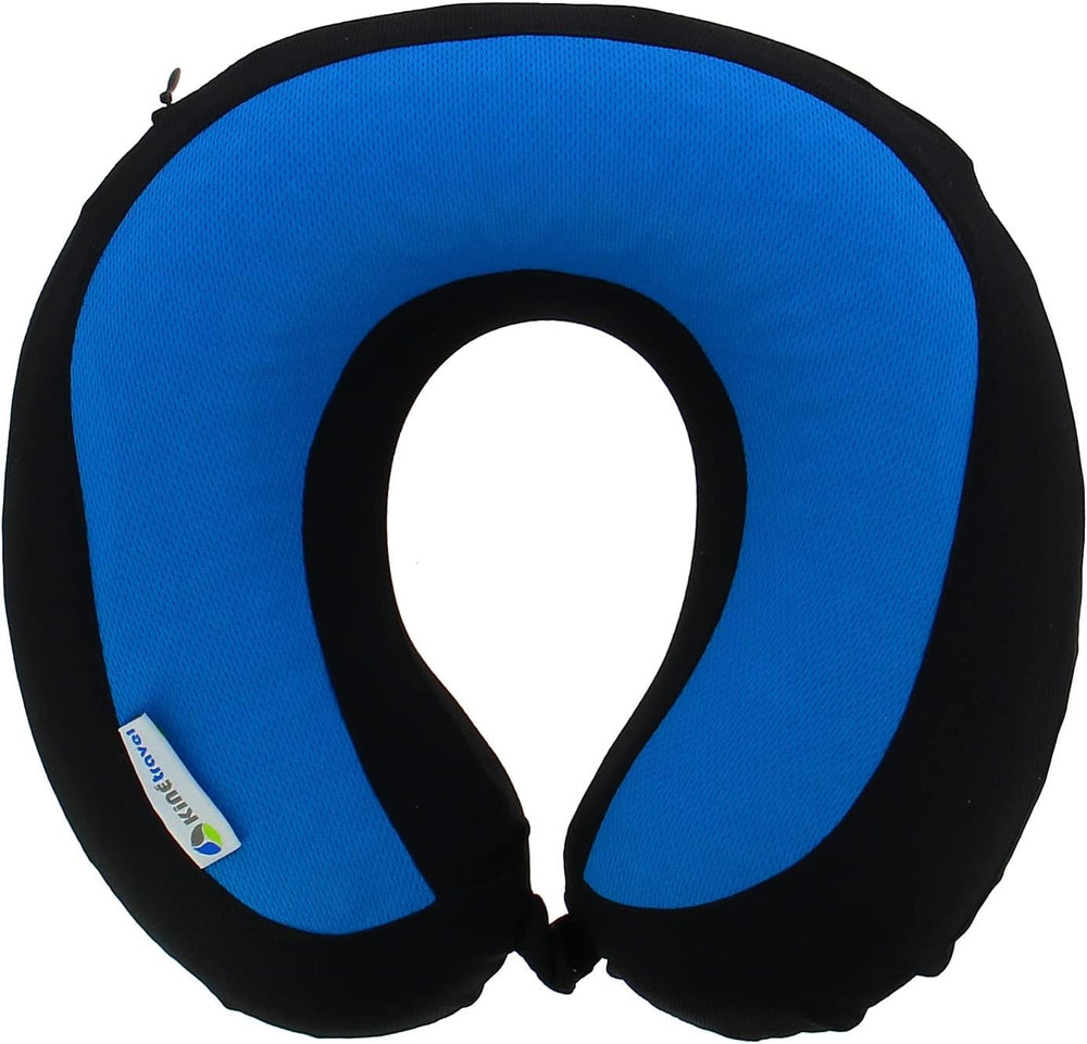 Kine Travel 169803 Pernă de gât cu gel, pernă de călătorie ergonomică, aprobată de fizioterapeut, negru și albastru Perne calatorie Naty Shop Titlu implicit