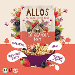 Allos Hof Granola s ovocem | Bio müsli | Müsli s ovocem | Křupavé müsli | Cereálie k snídani | Balení po 6 (6 x 300 g), 1 kus (balení po 6)