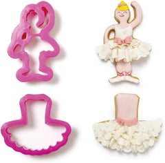 0255206 Forme de biscuiți din plastic, dansator și tutu, set de 2 piese, asortate