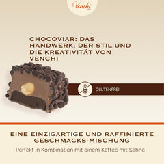 Venchi – Chocoviar Gianduia, pralinky v 1 kg sáčku, čokoláda Gianduia vyráběná výhradně z "lesních lískových oříšků Piemontu", bez lepku, bez umělých barviv a bez konzervantů