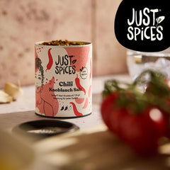 Just Spices Chilli česneková sůl I Gewürzmix, der zu allen Gerichten schmeckt I Gewürzdose, 55 g