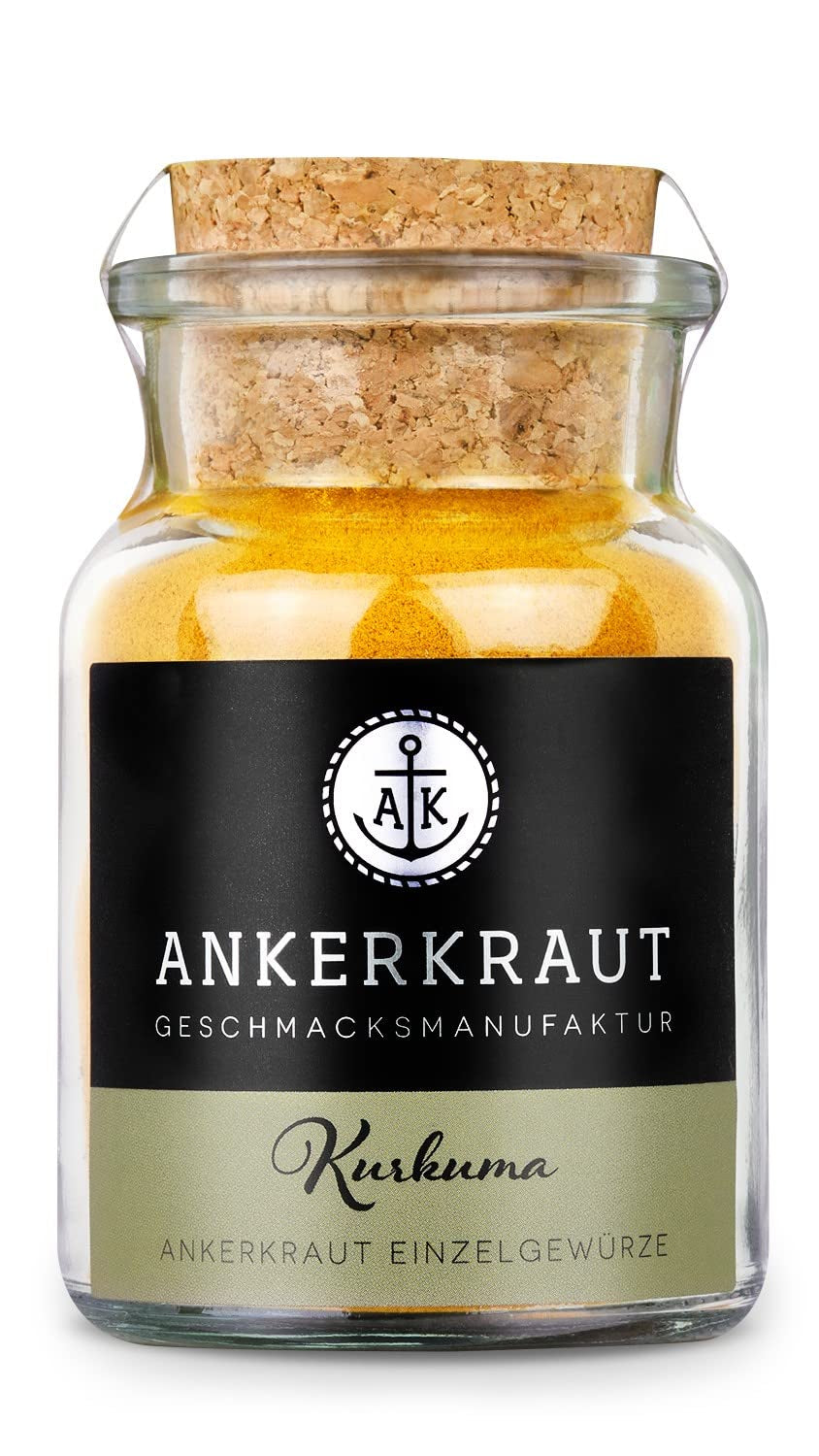 Ankerkraut Kurkuma, gemahlen, Kurkuma Gewürz Pulver, 75g v korkovém skle