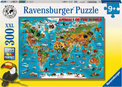 Ravensburger Puzzle pentru copii - 13257 Animale din jurul lumii - Puzzle Harta lumii pentru copii de la 9 ani, cu 300 de piese în format Xxl Puzzle Naty Shop Titlu implicit