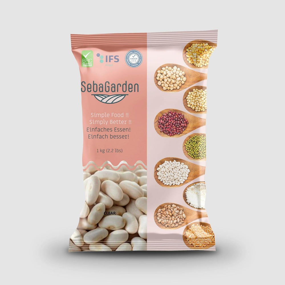 Fasole albă Seba Garden 1kg – (Kuru Fasulye), fasole uscată turcească premium, bogată în proteine și fibre, complet naturală și vegană – ideală pentru tocănițe, supe, caserole