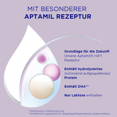 Aptamil HA 1 – Anfangsmilch von Geburt an, Mit DHA, Nur Lactose, Ohne Palmöl, Babynahrung, Milchpulver, 1x 800 g (Backung mit 4)