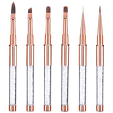 6 bucăți de pensule de unghii cu capac pentru unghii, gel UV, acrilic, pensulă de unghii, pensulă pentru gel de unghii, set de pensule parțiale pentru arta unghiilor