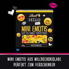 HELLO Mini čokoládové emotikony | 164 g | Přibl. 27 cool emotikonů v různých provedeních, vyrobených z té nejlepší mléčné čokolády | Čokoládový dárek pro děti | Na ozdobu (balení 2 ks)