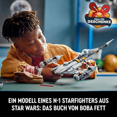 LEGO Star Wars Mandalorian Fighter N-1 z Knihy Boba Fetta Stavebnice s vesmírnou lodí Sada 4 postav včetně figurky Baby Yoda 75325 Stavebnice Besuche den LEGO-Store