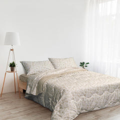 Foppapedretti noční stolek & přírodní přikrývka na dvojlůžko 2P; pískové listy, potah 100% bavlna, Made in Italy Přikrývky a přikrývky Naty Shop