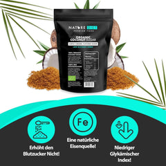 Bio kokosový cukr, karamelová příchuť, 1,5 Kg sladidla Naty Shop