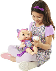 My Garden Baby HHP28 - Păpușă pisică (păr albastru) cu urechi de pisică și mai mult de 20 de zgomote, incl. 5 accesorii, jucărie interactivă pentru copii de la 3 ani în sus Papusi Naty Shop