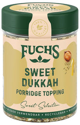 Fuchs Gewürze - Porridge Topping "Sweet Dukkah" - crunchy Topping mit Haselnuss, Sesam und Mandeln für Oat-Meals - aus natürlichen Zutaten - 60 g in wiederverwendbarer, recyclebarer Dose