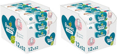 Pampers Sensitive dětské ubrousky, 624 ubrousků (12 x 52), neparfémované, pro jemné a šetrné čištění (balení 2 ks)