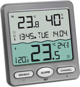 TFA Dostmann Venice Pool Thermometer, 30.3056.10, pro sledování teploty vody v bazénech, jezírkách nebo vířivkách, bezdrátový digitální bazénový teploměr, šedý, d 116 x š 24 (65) x v 126 mm