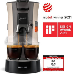 PHILIPS Senseo Select, Espressor cu capsule - Selecție a intensității cafelei Plus, Funcție Memo, Fabricat din plastic reciclat, 1450 wați, 0,9 l, Bej, (CSA240/30)