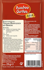 Bambusová zahrada - Teriyaki kořenící směs , Gewürzmischung für Teriyaki , Für 4 Porionen , Ohne Geschmackverstärker und Konservierungsstoffe , 1 x 25 g (Verpackungsdesign kann abweichen)