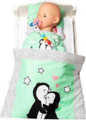 Heless 2181 - Dýně pro Puppen im Pinguin Pünktchen Design, aus Softvelours mit high-quality Bestickung, Größe 35 - 45 cm