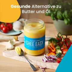 Ghee Easy 850g Ghee Bio von Grasgefütterten Kühen - Ghí máslo bez Zusatzstoffe - Zertifiziert Organisch & Biologisch - Hochreines Ayurveda Ghí bez laktózy a lepku - 100% Europäisch