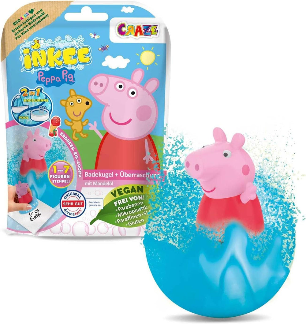 INKEE SURPRISE - Koupelové bomby Peppa Pig pro děti s překvapením hračka Peppa Pig do vany - přísada do koupele pro děti Mother and Child Naty Shop 1X Peppa Pig bomba do koupele s překvapením