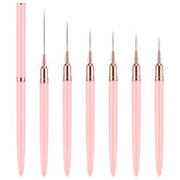 6 Stück Liner Nailart Pinsel Nageldesign Pinsel Set Dünn Acryl Nagelpunkt-Zeichenwerkzeug Nägel Dünne Nagelpinsel Set Für Lange Linien, Dünne Details, Feines Zeichnen 5/7/9/11/15/25 Mm(Rosa)
