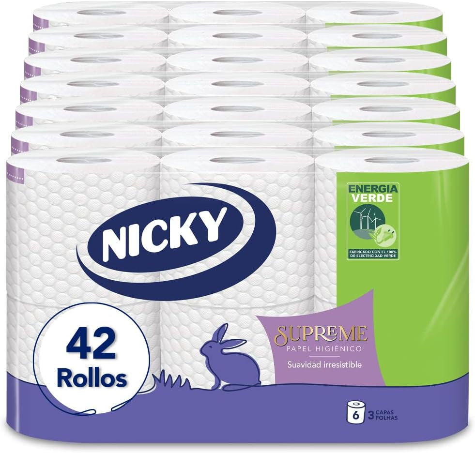 Hârtie igienică Supreme, 42 role, 3 straturi, 160 servicii per rolă, Netezime irezistibilă, Ambalaj ușor de deschis, 100% hârtie certificată Fsc