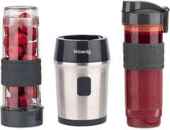 H.Koenig Smoothie Maker SMOO9 - Mini stojanový mixér - Mini mixér - 300 Watt - 570 ml - Edelstahl - 2 Kunststoffflaschen - Bpa-Frei, Grau Kitchen Naty Shop
