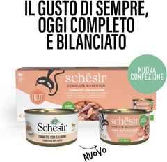 Ton cu somon în jeleu, hrană umedă completă pentru pisici, la conservă, cu vitamine adăugate, 100% naturală, 6 x 85 g