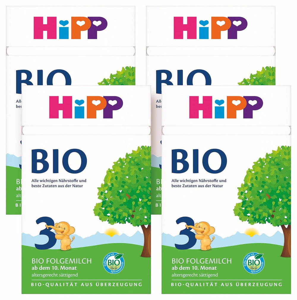 Pokračovací mléko HiPP 3 Bio (4 x 600 g) - po 10 měsících, s Omega-3 (DHA, ALA), vápníkem, vitamínem D, v nejlepší bio kvalitě
