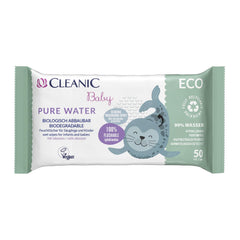 Cleanic Baby Eco Pure Water vlhčené ubrousky – (1 x 50 ks) Vlhčené ubrousky pro děti a kojence – bez parfemace, splachovatelná, citlivá pokožka – 50 ks.