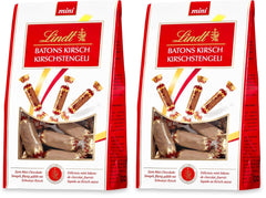 Lindt Cherry Mini Stick - Čokoládové tyčinky se švýcarským třešňovým likérem Lahodný dárek s alkoholem