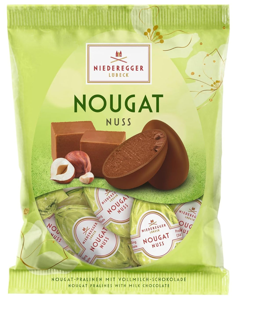 Niederegger | Nugátová vejce | 1 x 87 g | Oříšková vejce a nugát v mléčné čokoládě | Velikonoční dárek | velikonoční vajíčka