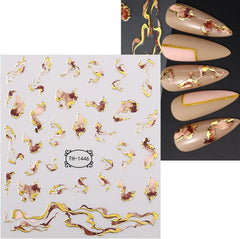 JMEOWIO Nagelsticker Marmor French Tip 8 Blatt Nail Art Sticker Selbstklebend Nagelaufkleber Dekoration Nageldesign Zubehör