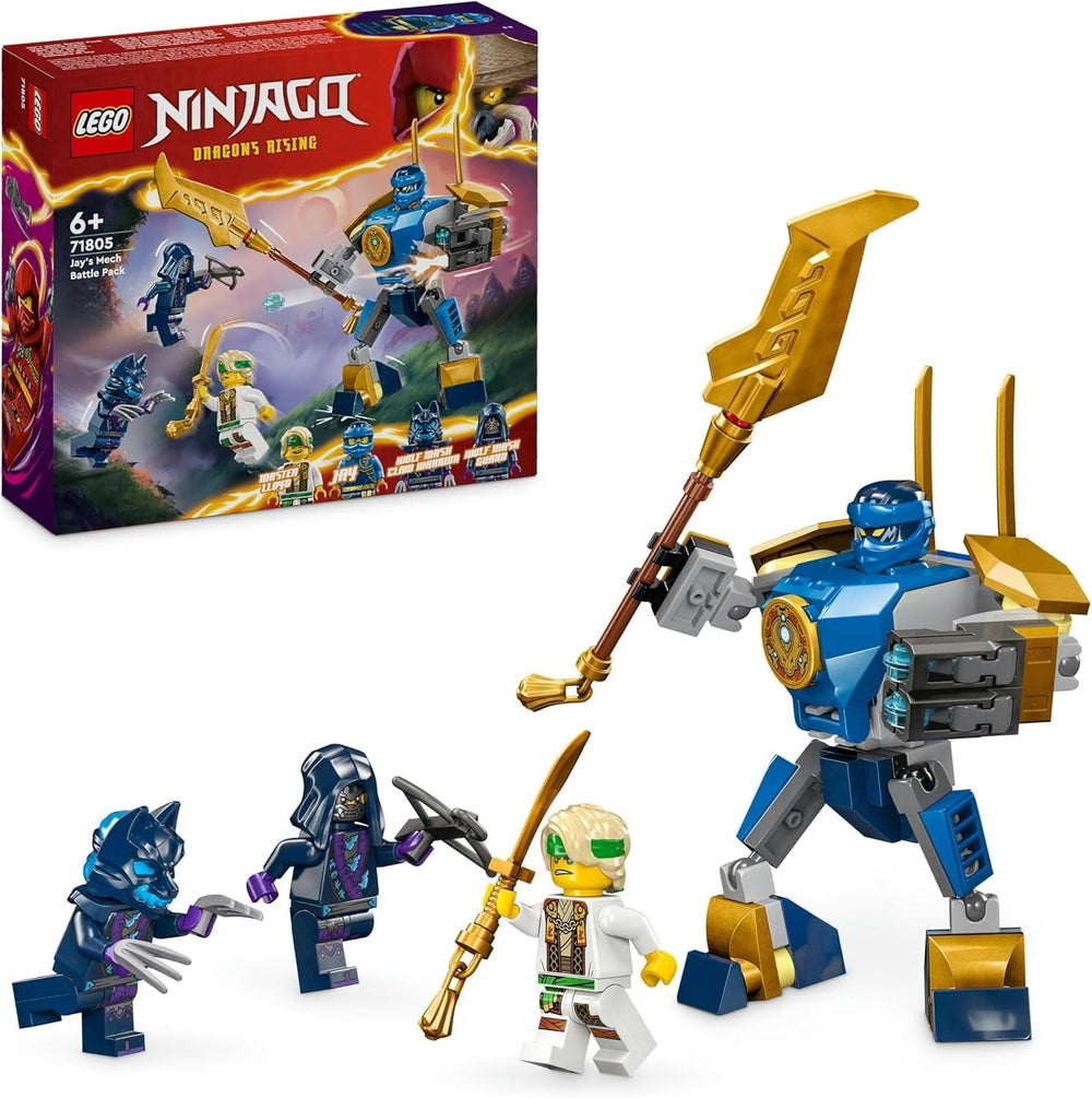 LEGO NINJAGO Jay Battle Mech, hračka ninja pro děti s figurkami, včetně minifigurky Jaye s mini katanou, akčními figurkami a robotem, malý dárek pro kreativní chlapce a dívky od 6 let 71805 Stavebnice Besuche den LEGO-Store Single