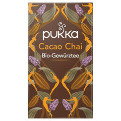 Set de ceai Pukka, ceai cu condimente bio „Cacao Chai”, cacao, scorțișoară, cardamom, rădăcină de cicoare, pentru momente de relaxare, pachet de 4, 80 pliculețe de ceai