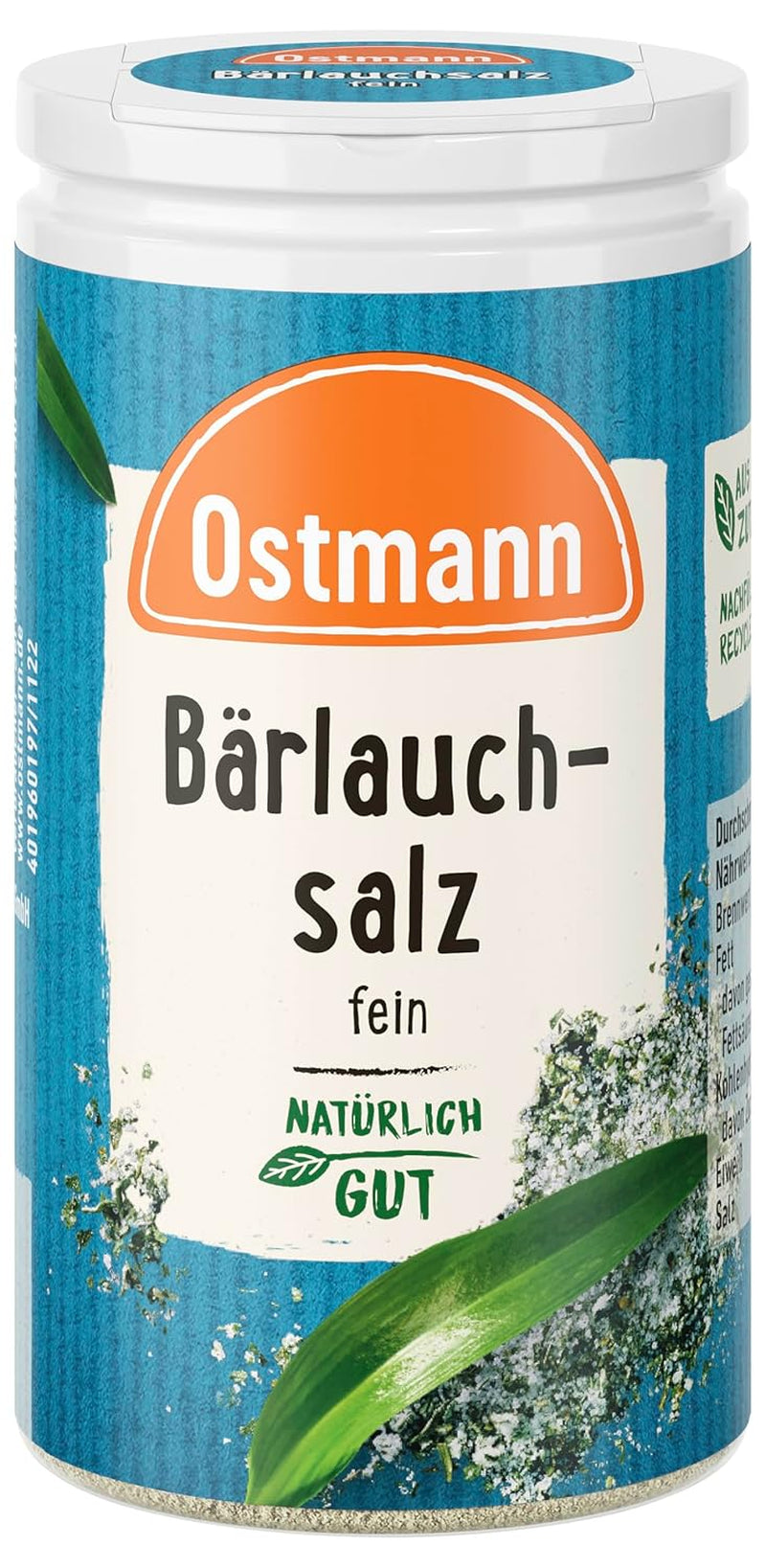 Ostmann Gewürze - Bärlauchsalz | Ideální pro Herzhaften Gemüse nebo Fleischgerichten Recyclebare, nachfüllbare Streudose | 65 g ve Streueru