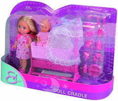 Simba 105736242 - Leagăn pentru păpușă Evi Love, 2 asortate, Evi ca bonă, cu leagăn și bebeluș, păpușă la modă, 12 cm, pentru copii cu vârsta de 3 ani și peste