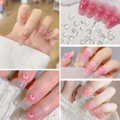 3D Herz Nail Art Charms,320 Stück Niedliche Klar Acryl Herz Nail Charms, Flatback Heart Nagel Strasssteine 4Mm 6Mm 8Mm Harz Nagelkunst Dekorationen for Frauen Mädchen DIY Maniküre Zubehör(4Mm 6Mm 8Mm)