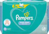 Pampers Fresh Clean Dětské ubrousky 81688041, 3x52 kusů, (dětské ubrousky, plastový sáček, dívka/chlapeček, tyrkysová, bílá, Německo, 896,7 g)