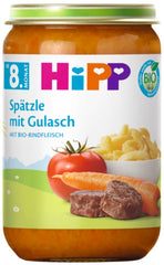 HiPP Spätzle s gulášem (6 x 220 g), jídlo od 8 měsíců, bez přidané soli, s Omega-3, nejlepší BIO kvalita