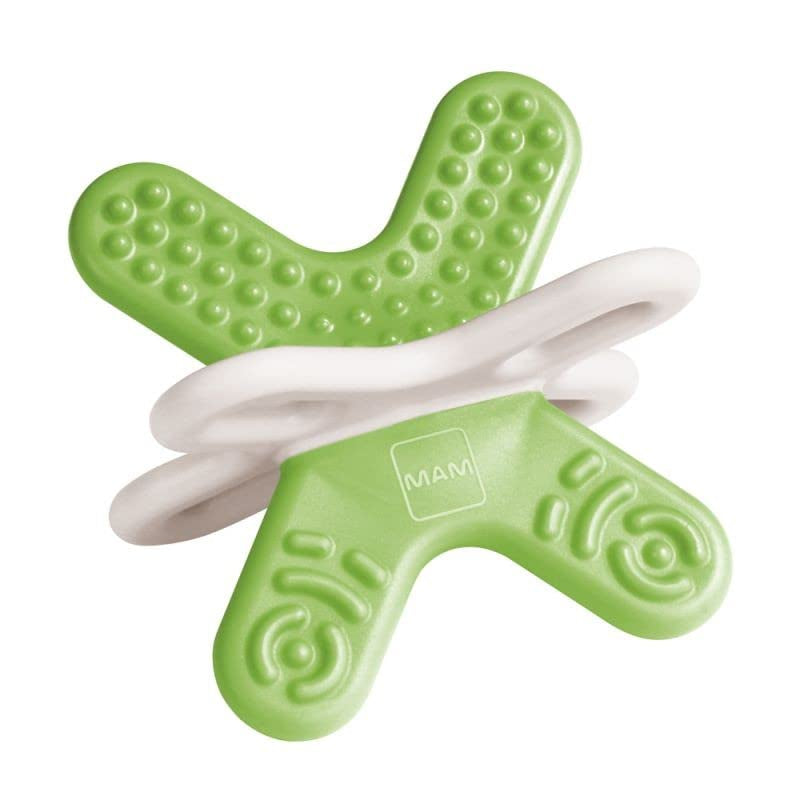 Inel de dentiție MAM C125 Bite & Relax, 2 cutii sterilizatoare, verde