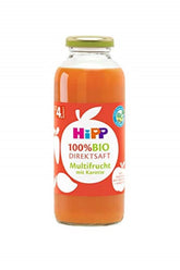 Hipp sucuri 100% organice, multifruct cu morcov, pachet de 6 (6 x 330 ml) Naty Shop 6 x 330 ml Multifruct Cu Morcov